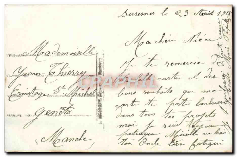 Jeune femme en robe rose tenant un bouquet — éditeur S. & C. n° 4082 — Reverso