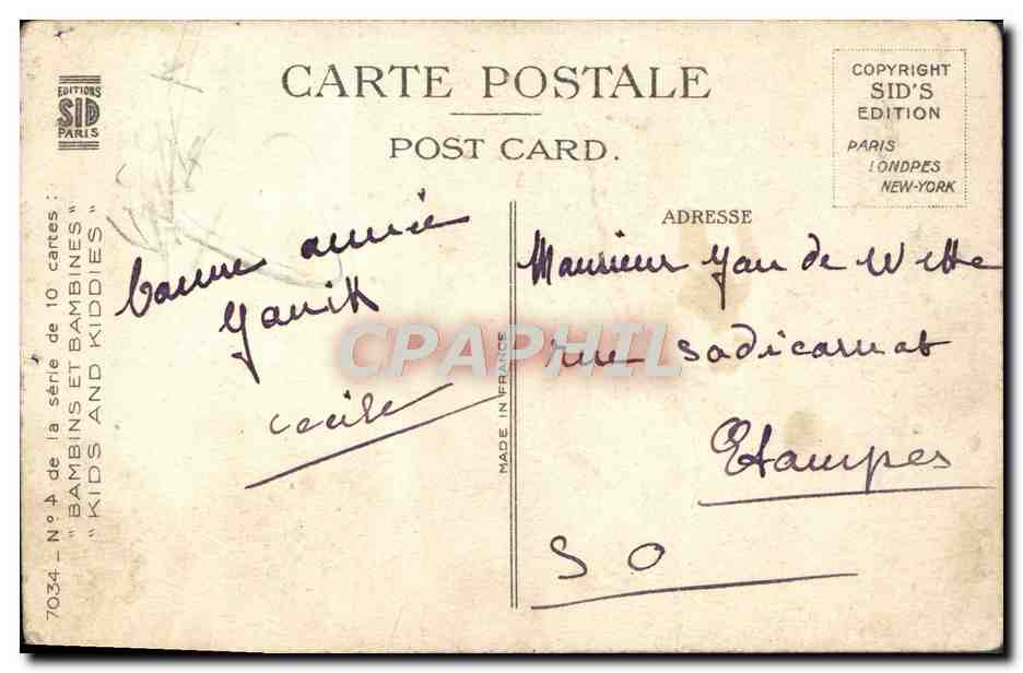 Vintage Postcard Children with Dog — Back