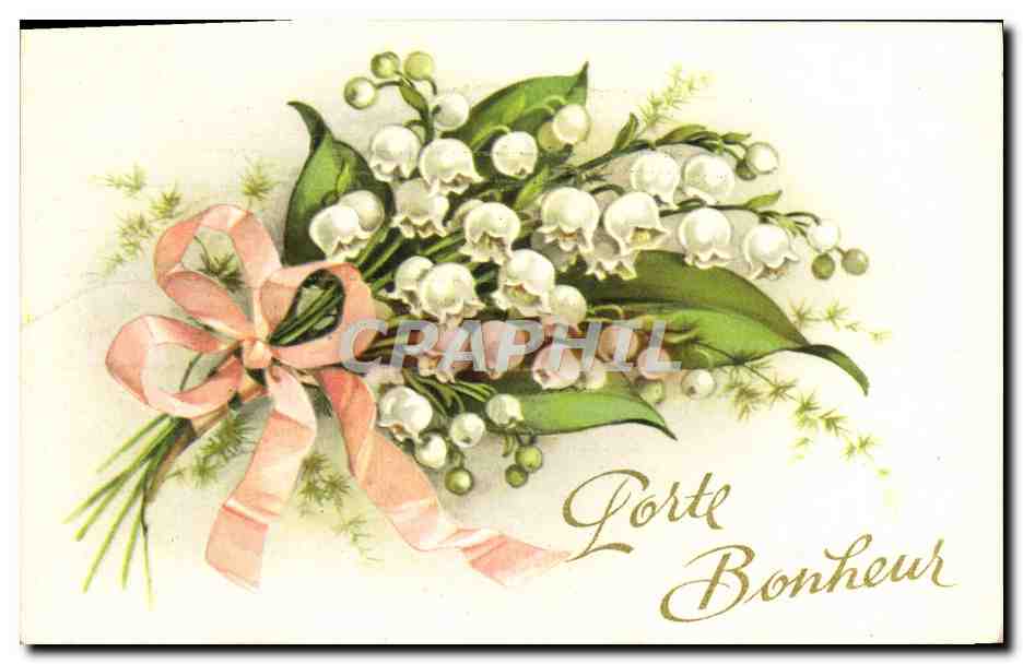 CPA Fantaisie Fleur Porte Bonheur Muguet