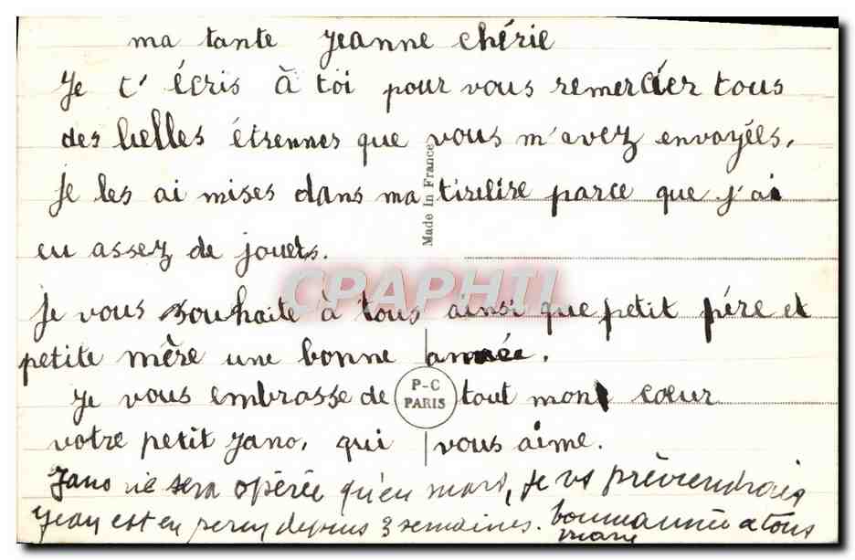 CPA Fantaisie Enfant Bonne Annee — Rückseite
