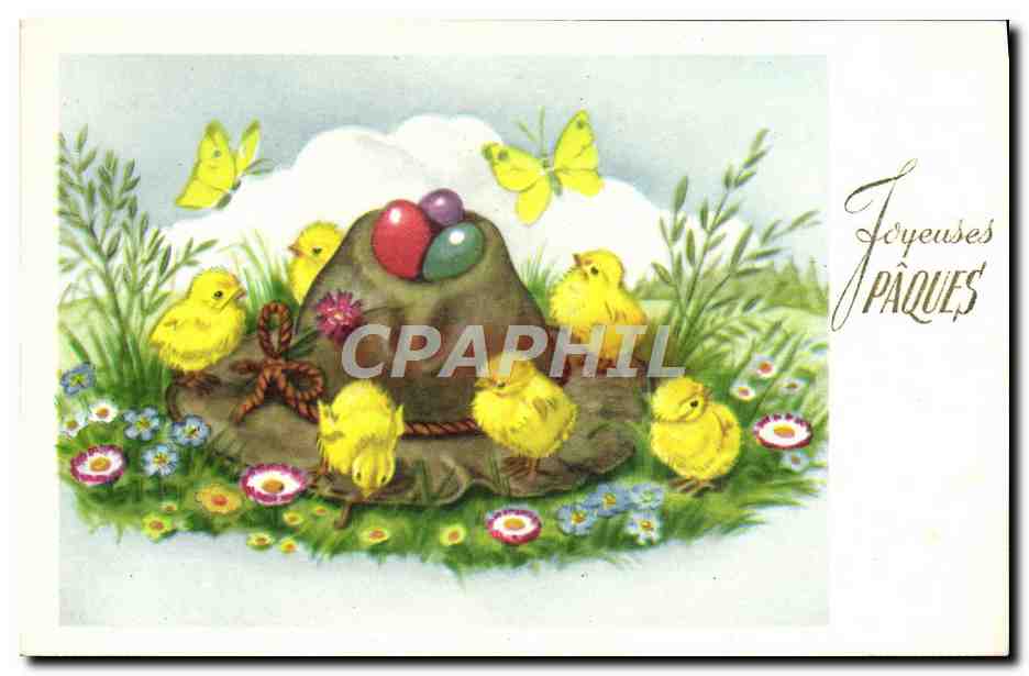 CPA Fantaisie Poussins Joyeuses Paques