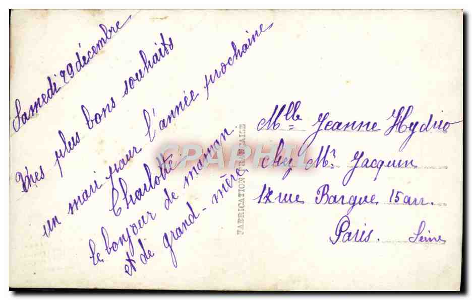CPA Fantaisie Homme Bonne Annee — Rückseite