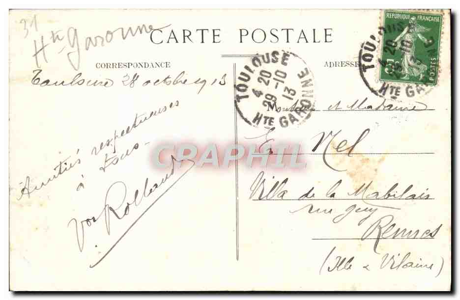 CPA Toulouse Eglise des Jacobins — Verso