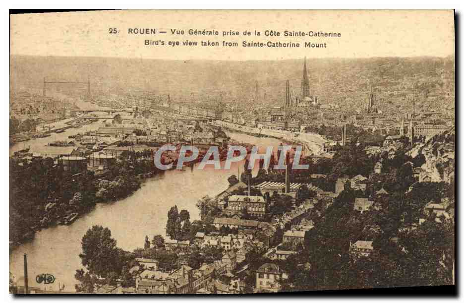 CPA Rouen Vue Generale Prise De La Cote Sainte Catherine 