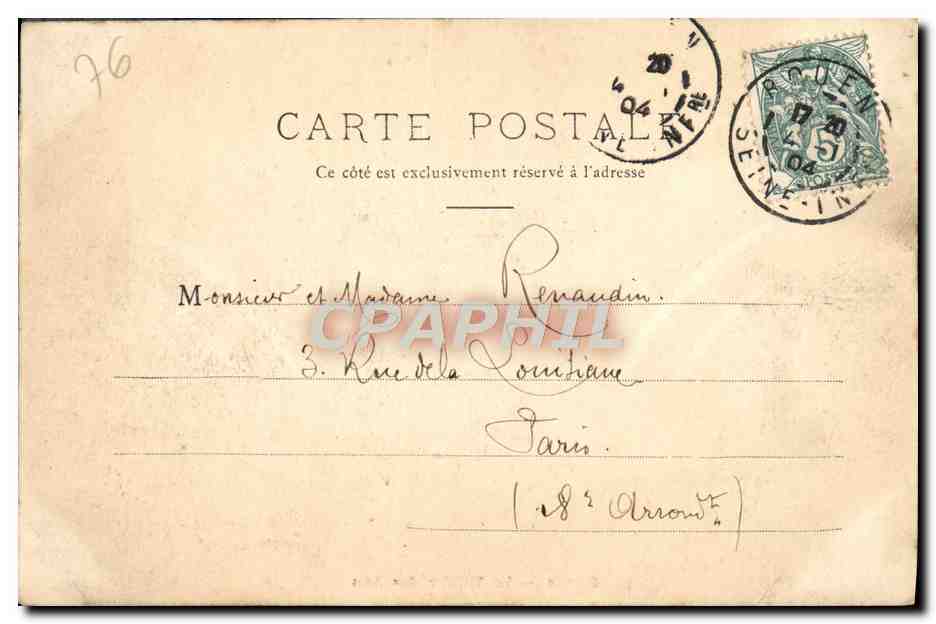 CPA Rouen Le theatre des Arts — Verso