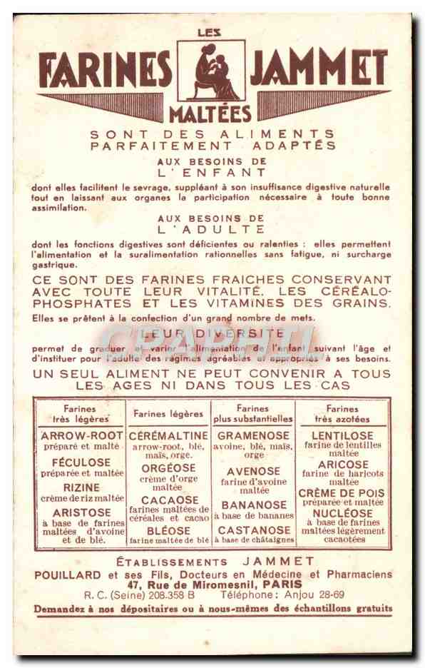 CPA Fantaisie Normandie Farines Jammet  — Rückseite