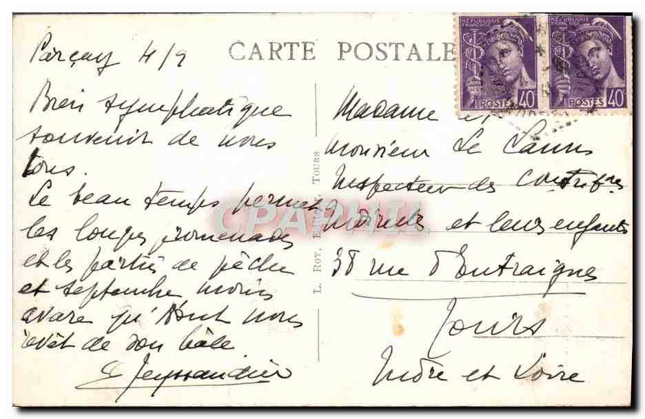 CPA Parcay sur Vienne Le portail de l'eglise  — Verso