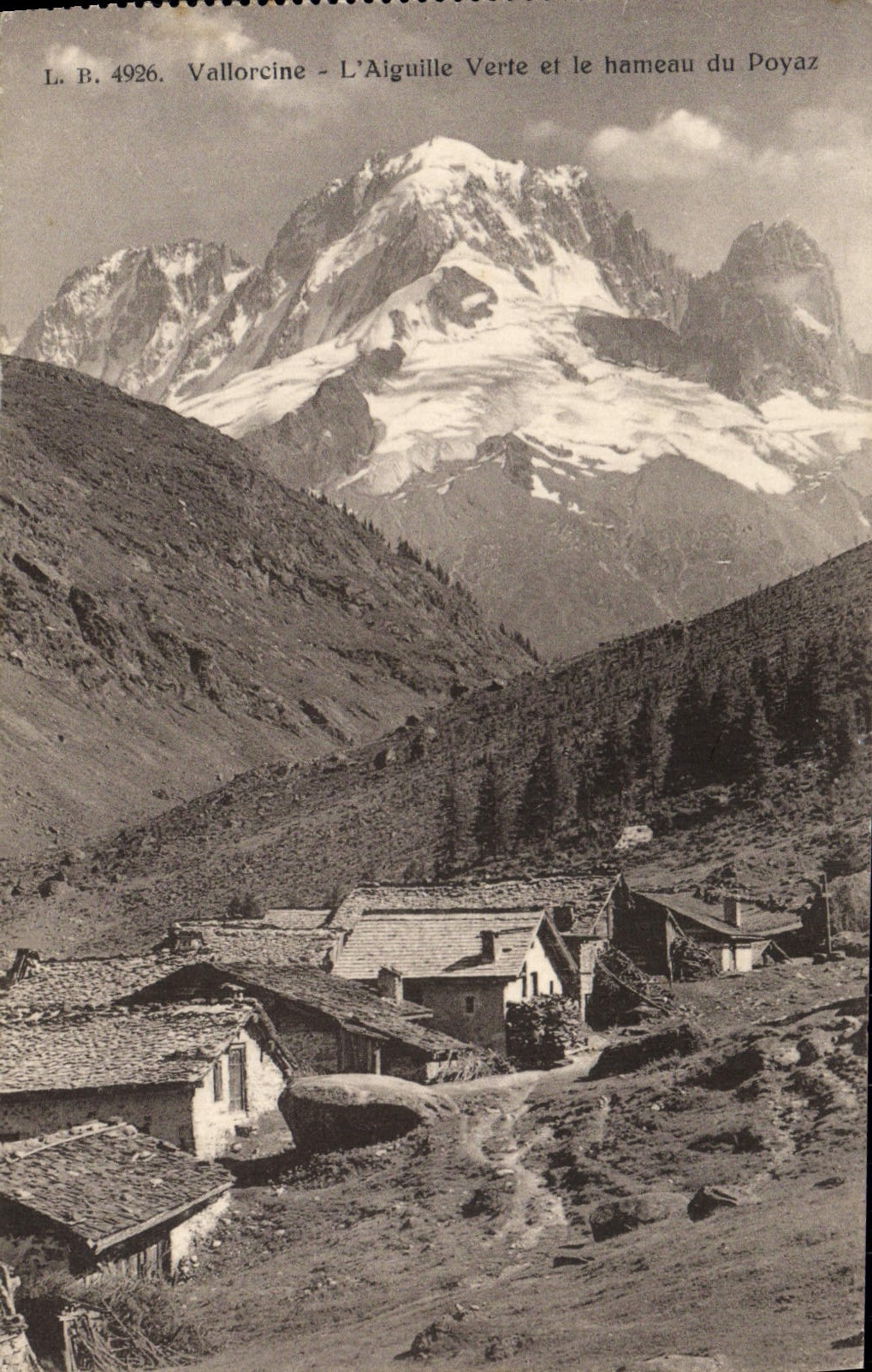 Vallorcine - L'Aiguille Verte et le hameau du Poyaz — Louis Burgy & Cie, Lausanne, n° 4926