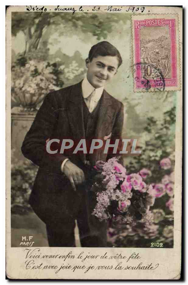 CPA Fantaisie Homme Timbre Diego Suarez Madagascar