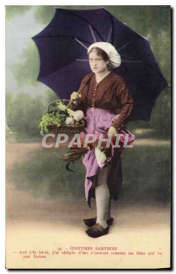 CPA Costumes Sarthois Folklore Femme