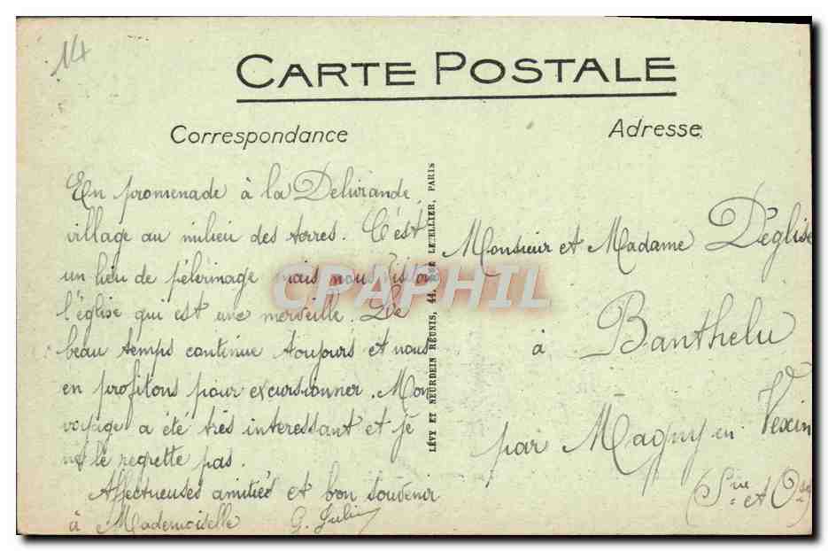 CPA Douvres La Delivrande Vue Generale — Rückseite
