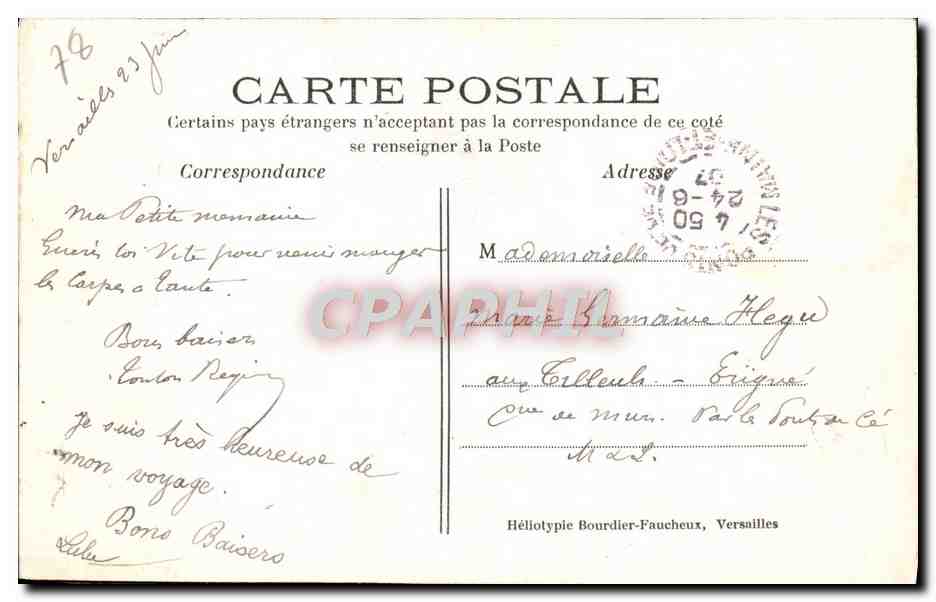 CPA Parc De Versailles Le Bassin D'Apollon — Verso