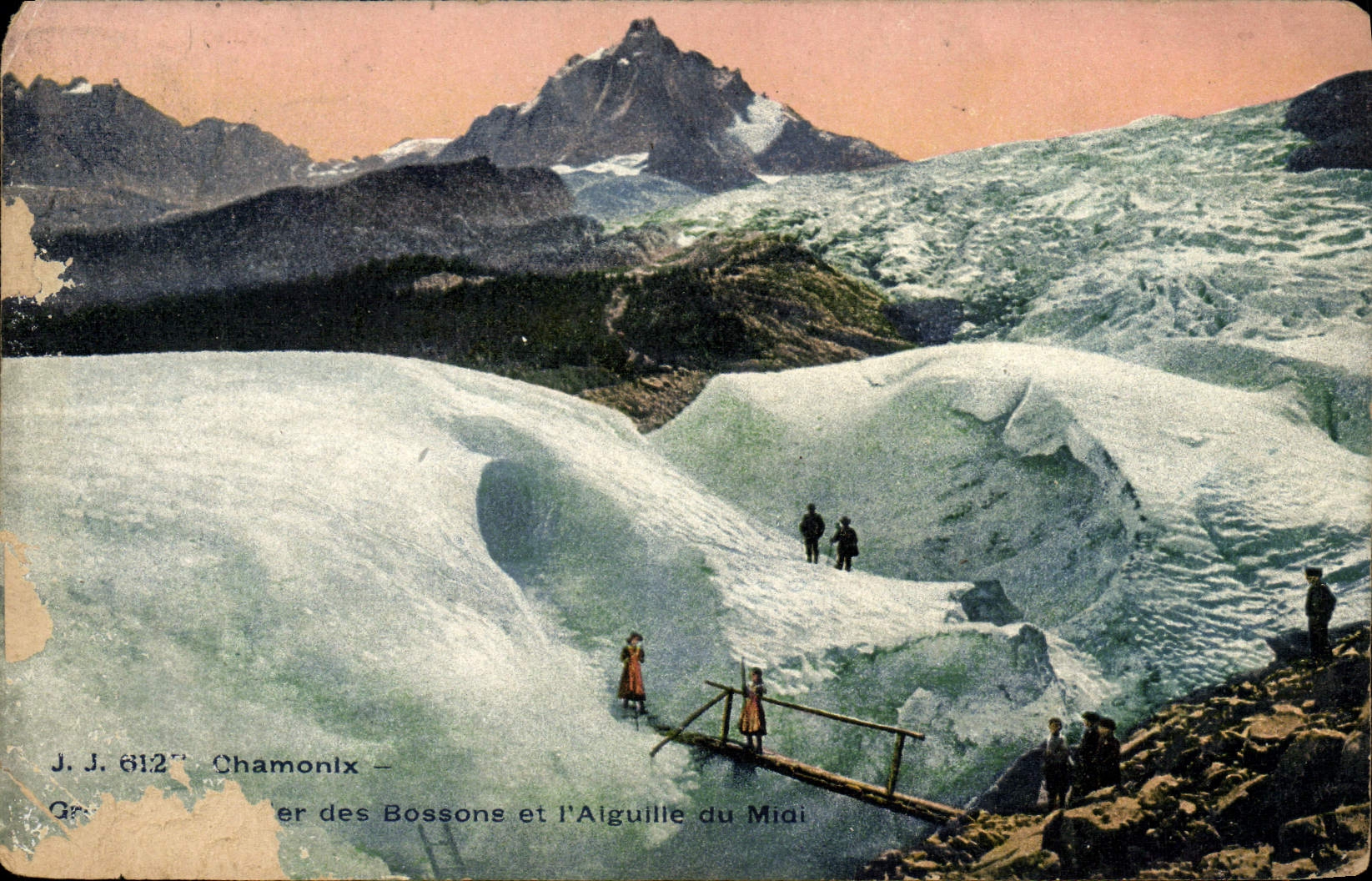 CPA Chamonix Glacier des Bossons et l'aiguille du Midi