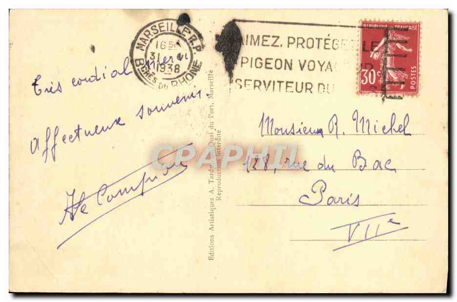 CPA Marseille L'Eglise Saint Vincent De Paul Tramway — Rückseite