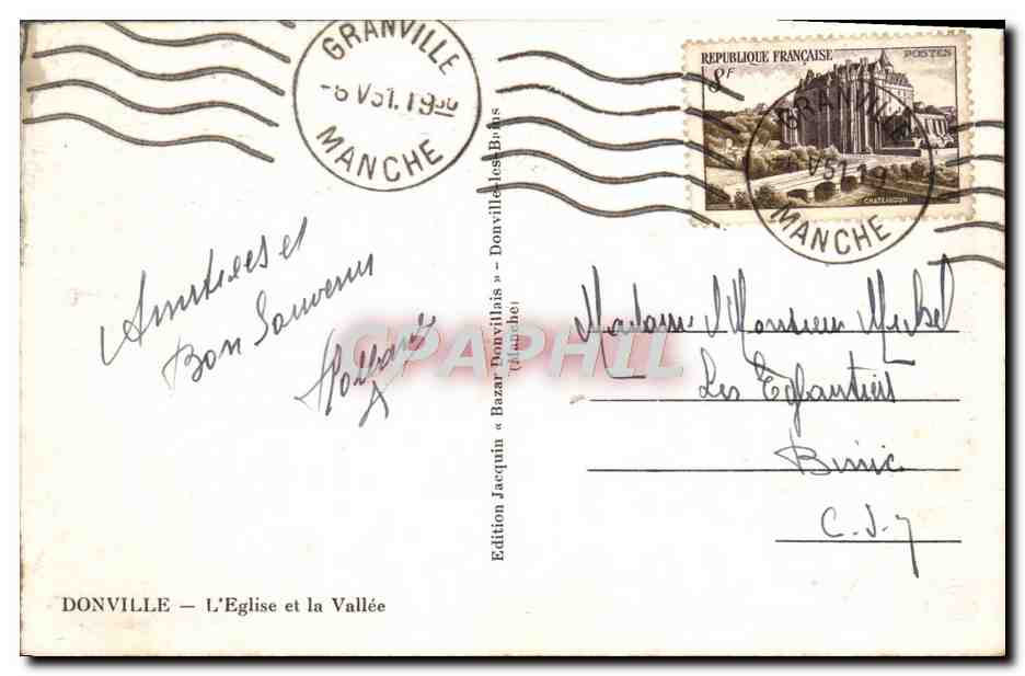 CPA Donville L'Eglise Et La Vallee — Back