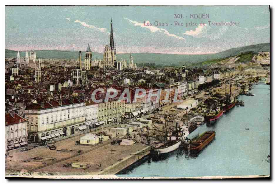 CPA Rouen Les Quais Vue Prise Du Transbordeur Bateaux