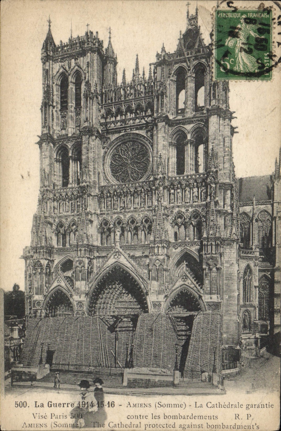 CPA Amiens La Cathedrale Garantie contre les bombardements Militaria