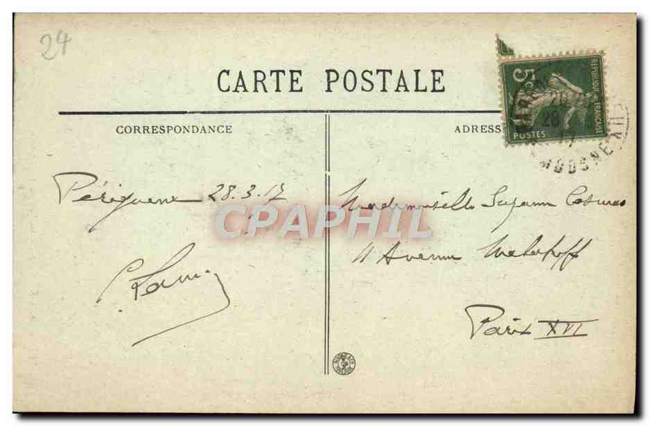CPA Perigueux Le Portail De La Cathedrale — Rückseite