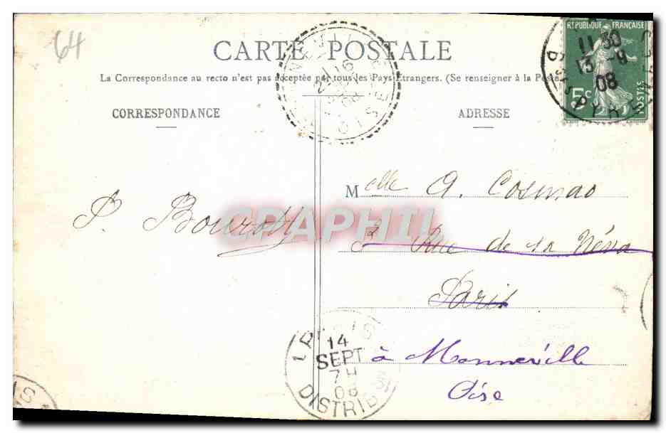 CPA Pau Le Chateau Et La Basse Ville — Rückseite
