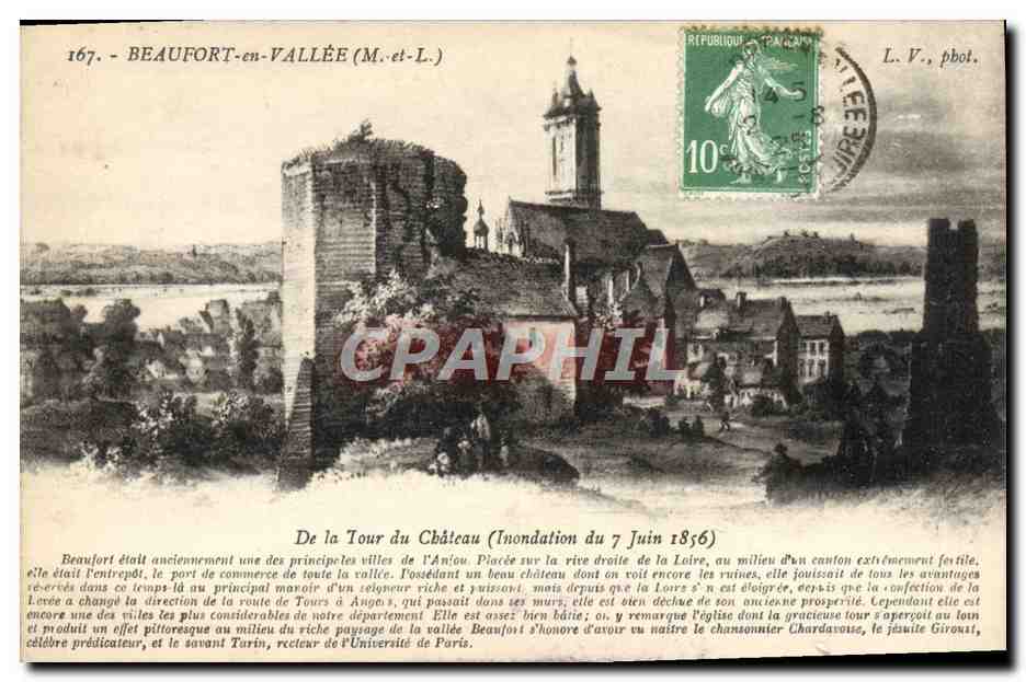 CPA Beaufort En Vallee De la tour du chateau Inondation du 7 juin 1856