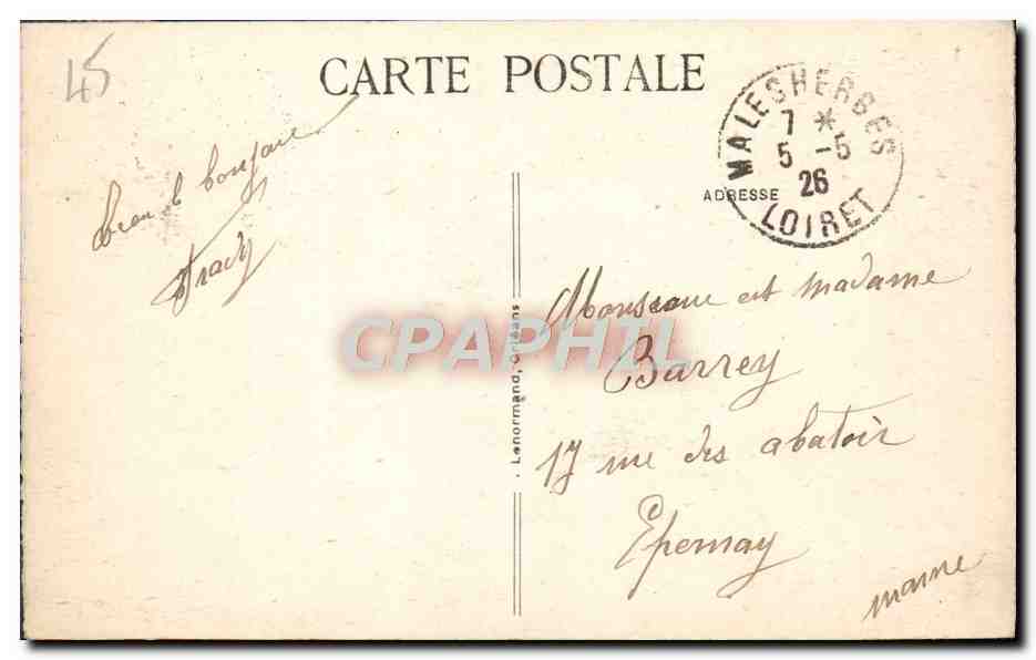 CPA Malesberbes La Roche Tortue — Verso