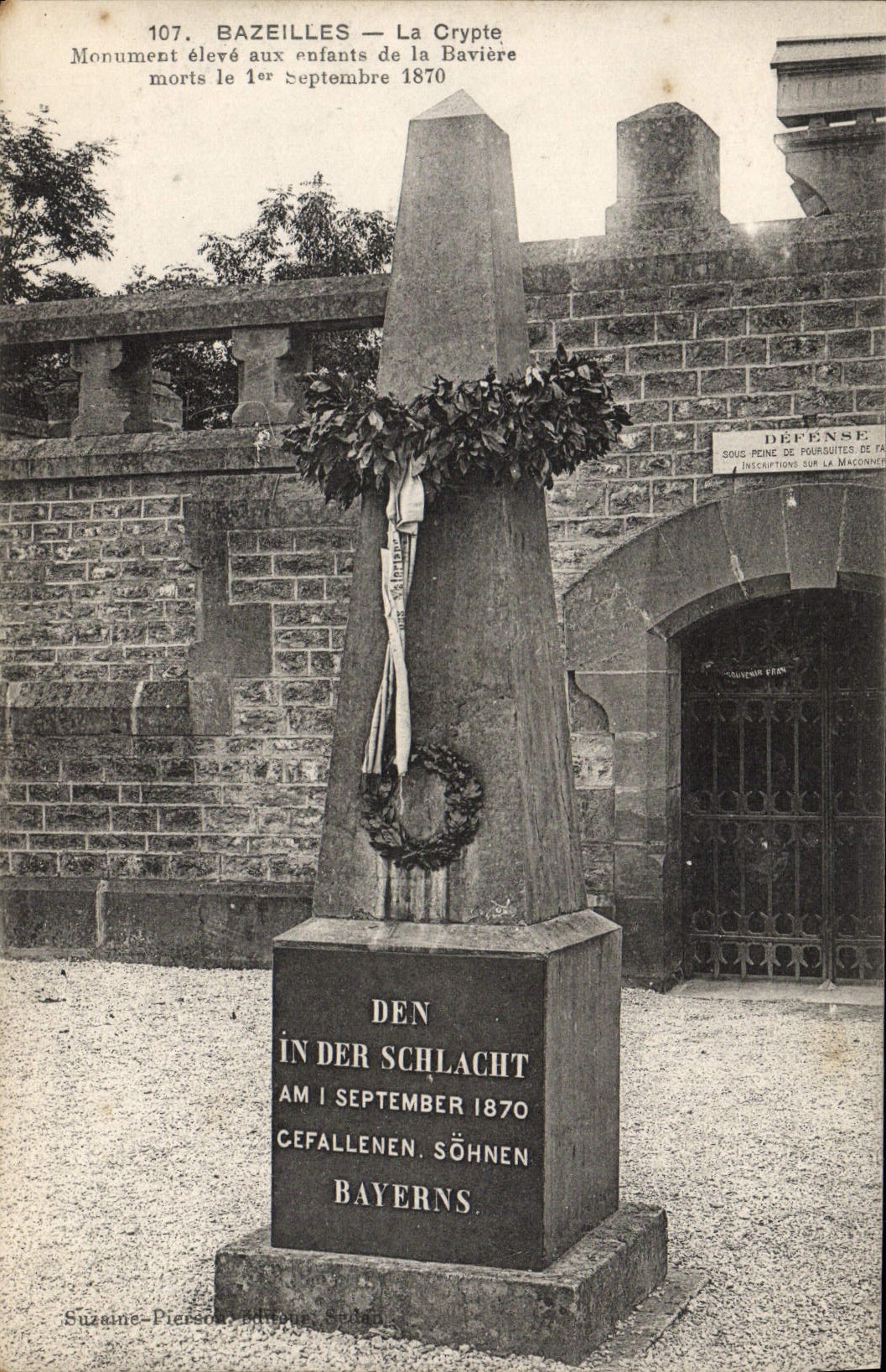 Bazeilles — La Crypte — Monument aux enfants de la Bavière morts le 1er septembre 1870 — Suzaïne-Pierson, n°107