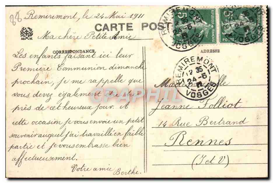 CPA Remiremont Le Calvaire — Rückseite