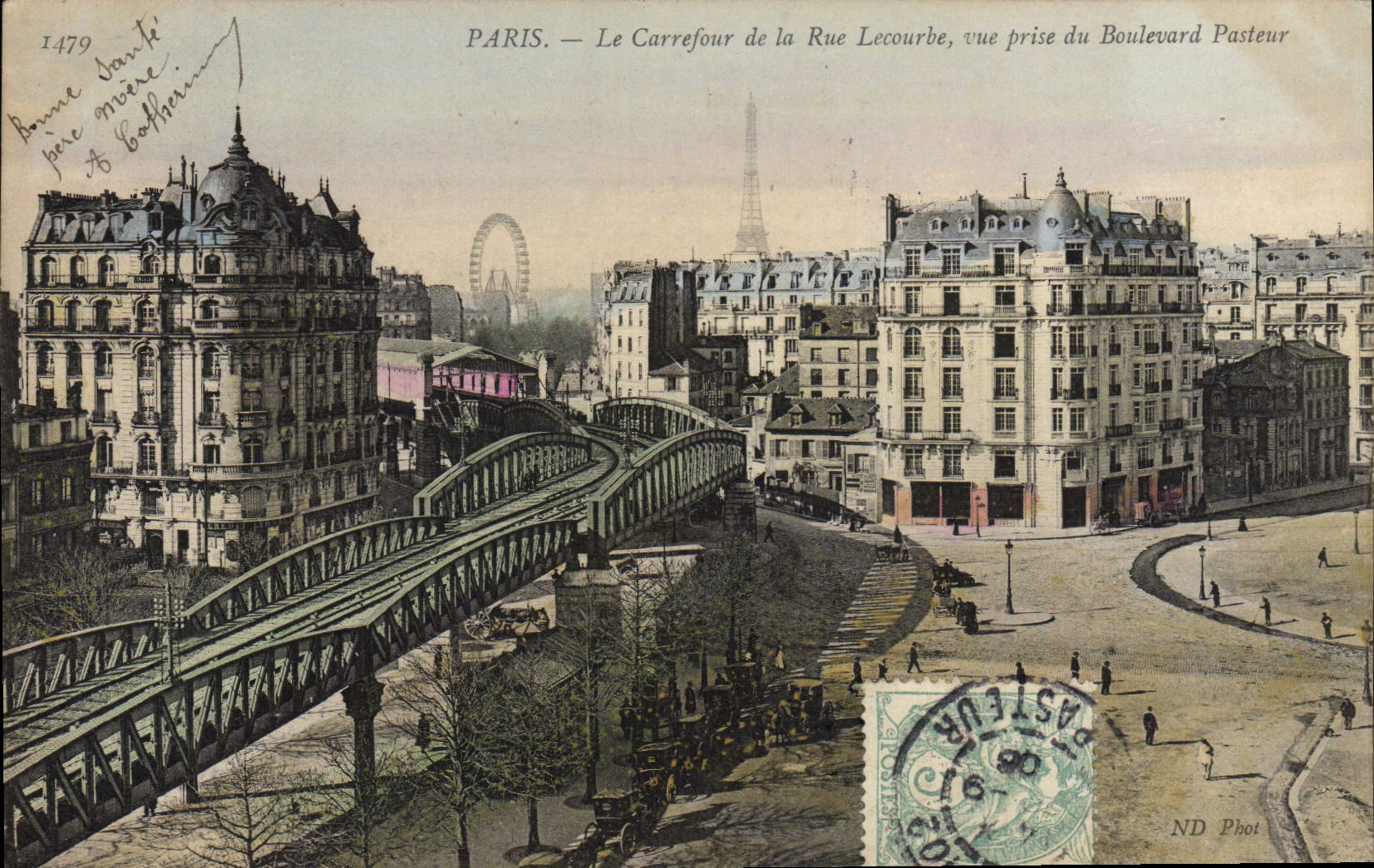 Paris — Le Carrefour de la Rue Lecourbe, vue prise du Boulevard Pasteur — ND Phot, n° 1479