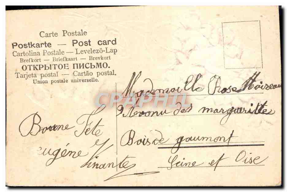 CPA Fantaisie Fleurs Bonne Fete — Verso