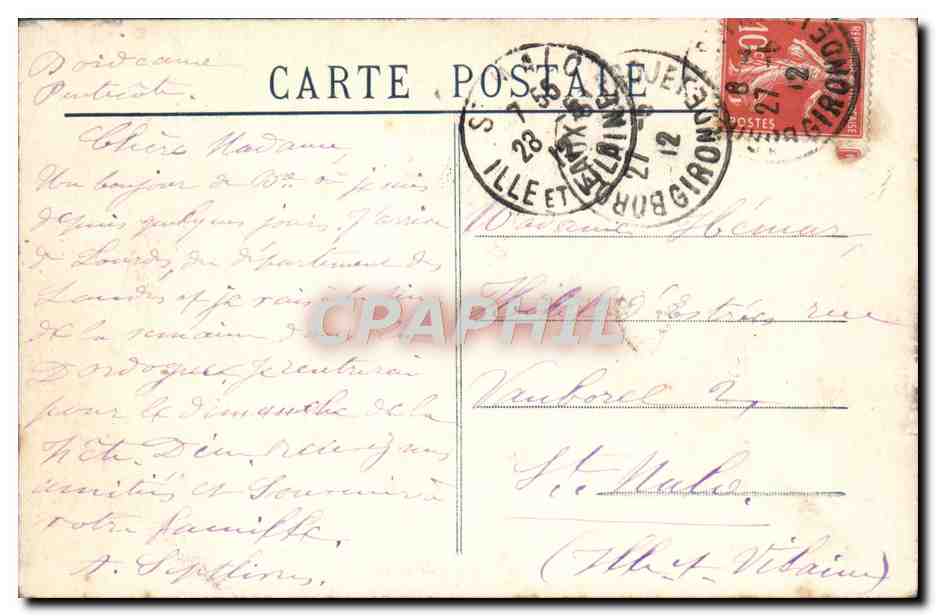 Bordeaux — Place de la Comédie — Phototypie Dalbey, n°57 — Rückseite