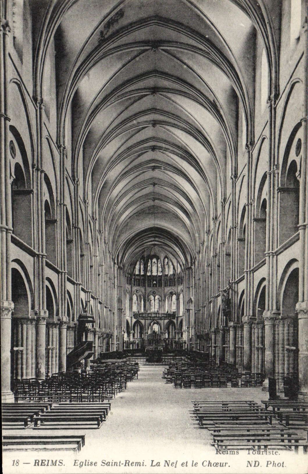 Reims — Église Saint-Remi. La Nef et le Chœur — Reims Touriste, ND. Phot.