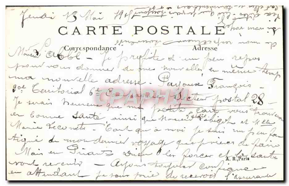 Cathédrale de Reims — Le chœur après le bombardement allemand — A.R. n°52 — Verso