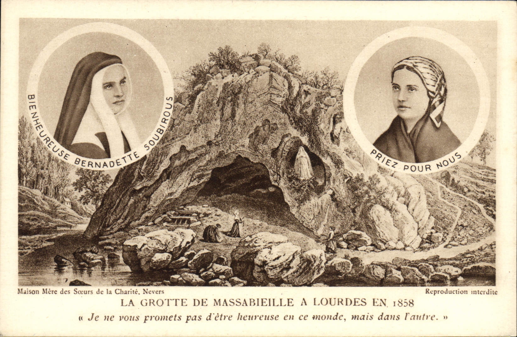 CPA La Grotte De Massabielle a Lourdes en 1858 Bernadette Soubirous 