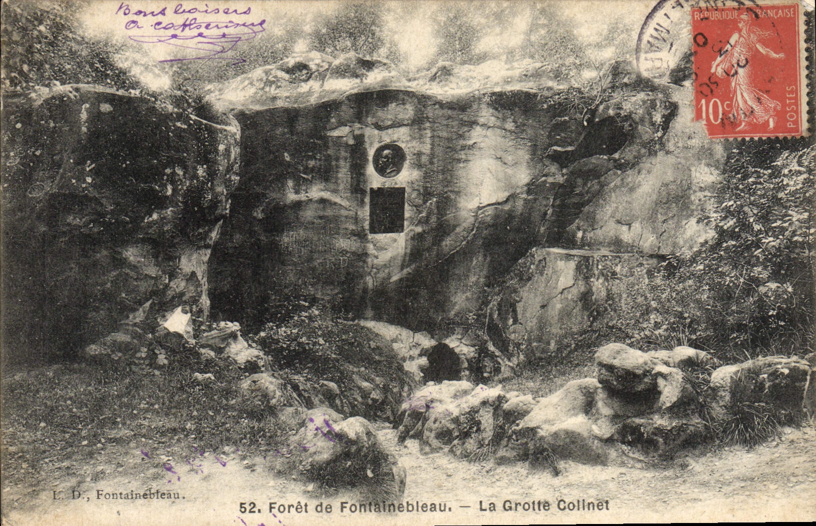 Forêt de Fontainebleau — La Grotte Collinet — L. D., Fontainebleau