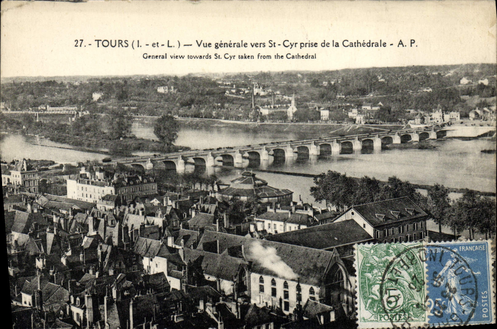CPA Tours Vue Generale vers Saint Cyr Prise de la Cathedrale