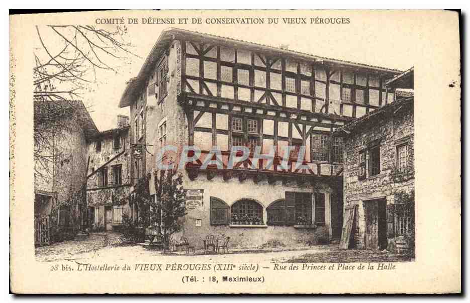CPA Perouges Hostellerie Rue des princes et place de la Halle 