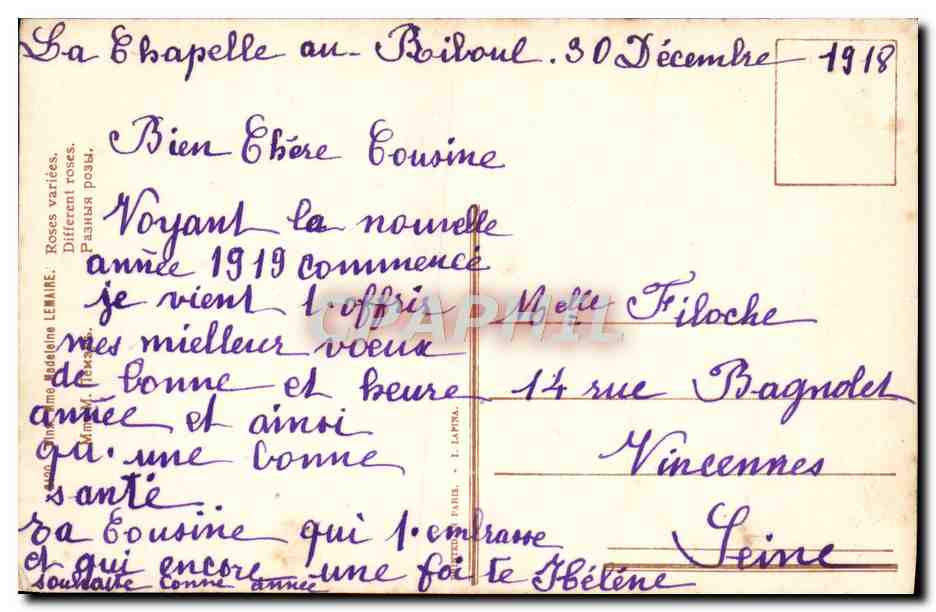 CPA Fantaisie Fleurs Bonne Annee — Rückseite