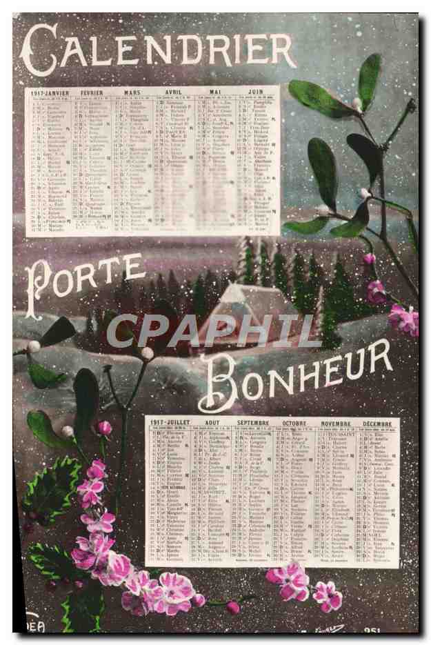 CPA Calendrier Porte Bonheur