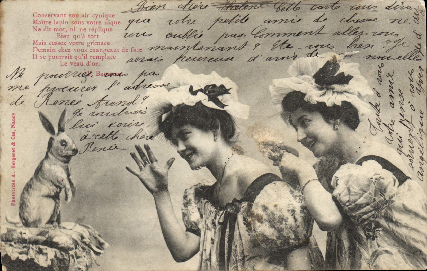 CPA Fantaisie Femmes Lapin Folklore