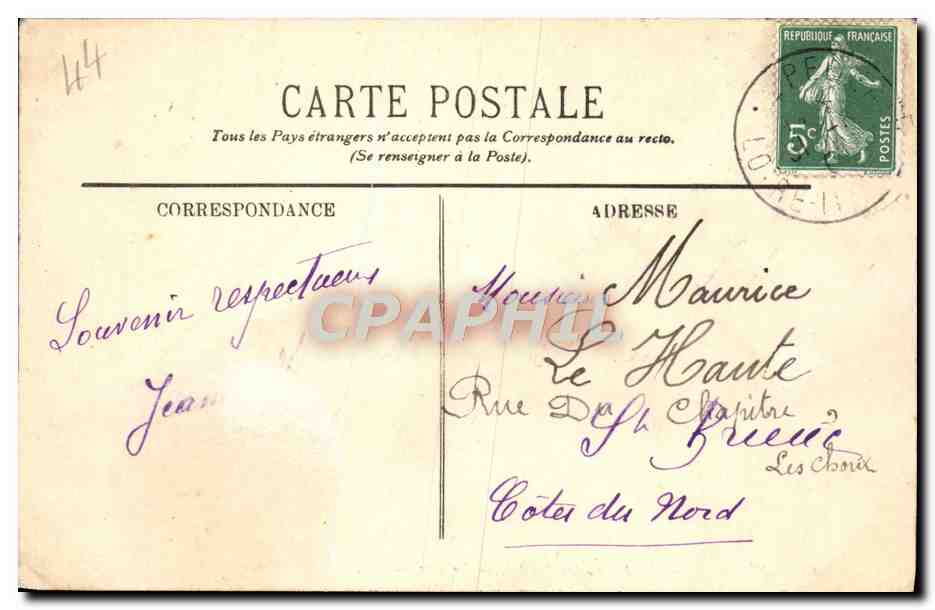 CPA Nantes Le Jardin des Plantes — Verso