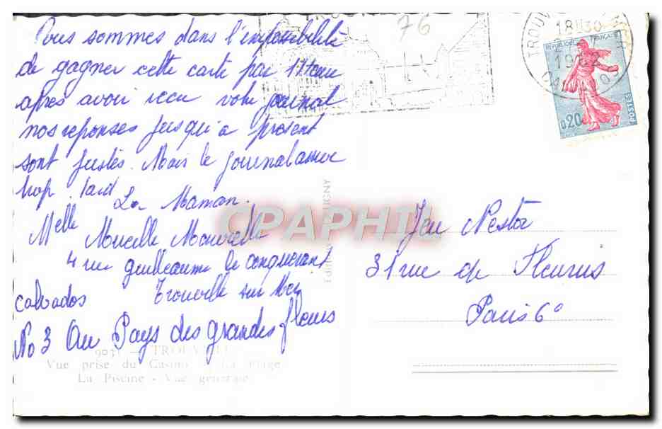 CPM Souvenir de Trouville — Rückseite