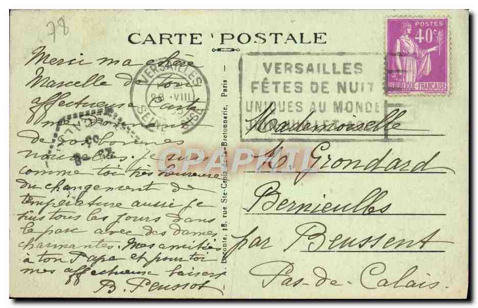 CPA Versailles Le Chateau Le Parc Le Bassin de Latone et les grandes eaux  — Verso