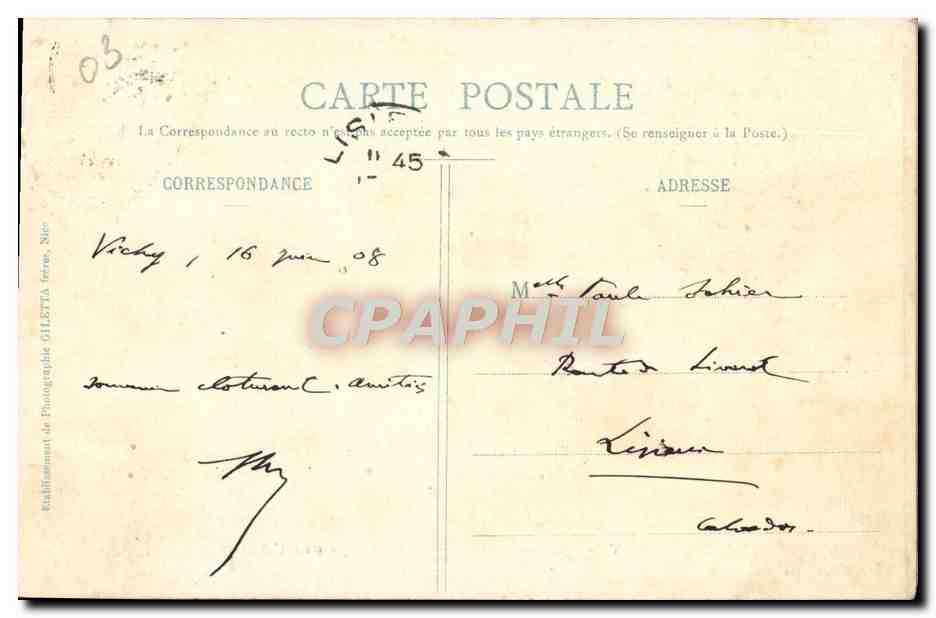 CPA Vichy La Passerelle et le Barrage sur l'Allier Peche Pecheur  — Rückseite