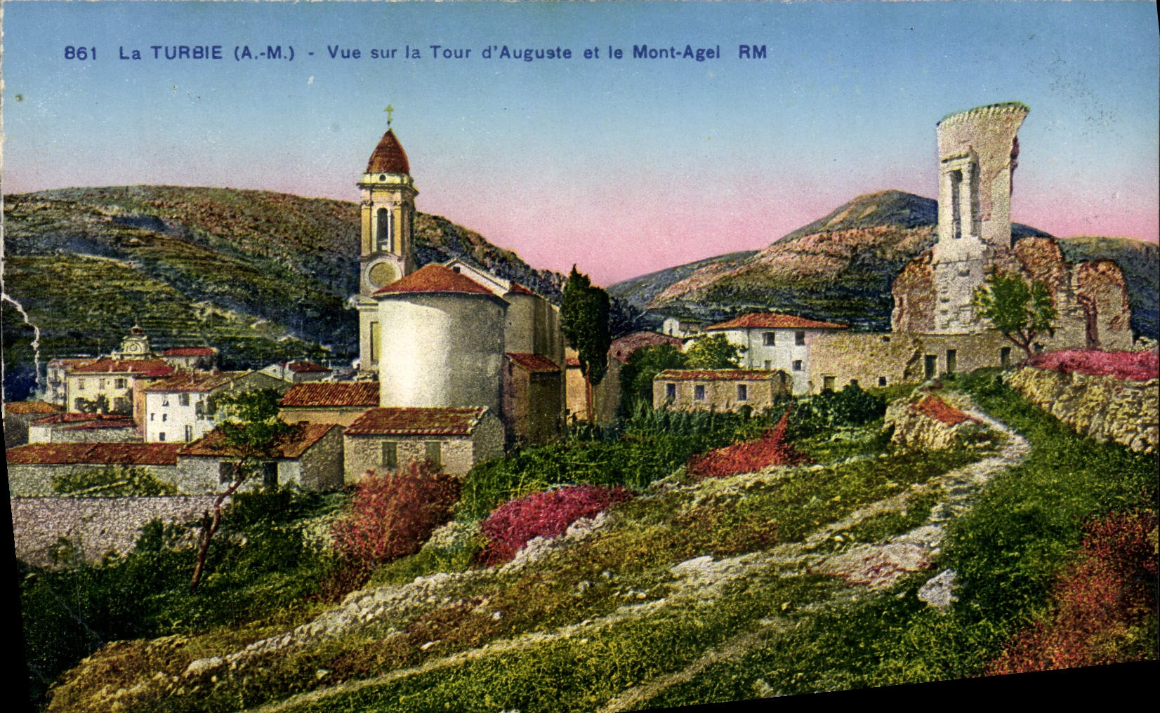 La Turbie (A.-M.) — View of the Tower of Augustus and Mount Agel — Rostan & Numier, Nice
