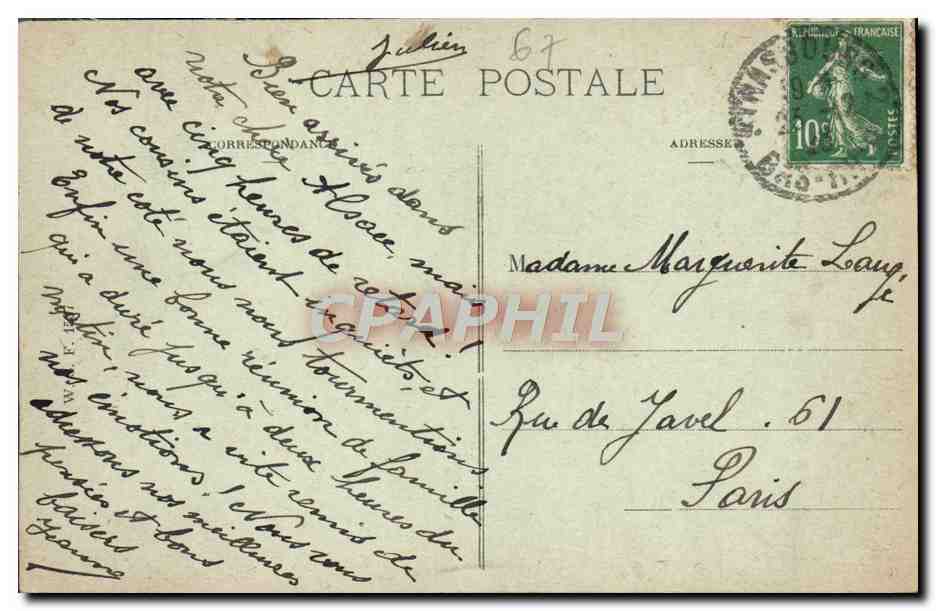 CPA Strasbourg Les Cigognes — Verso