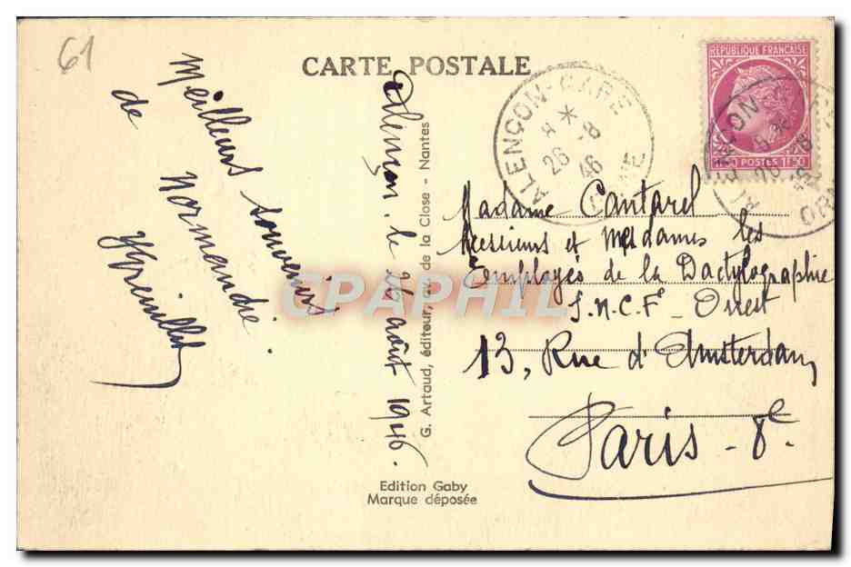 CPA Alencon L'Hotel de Ville — Rückseite