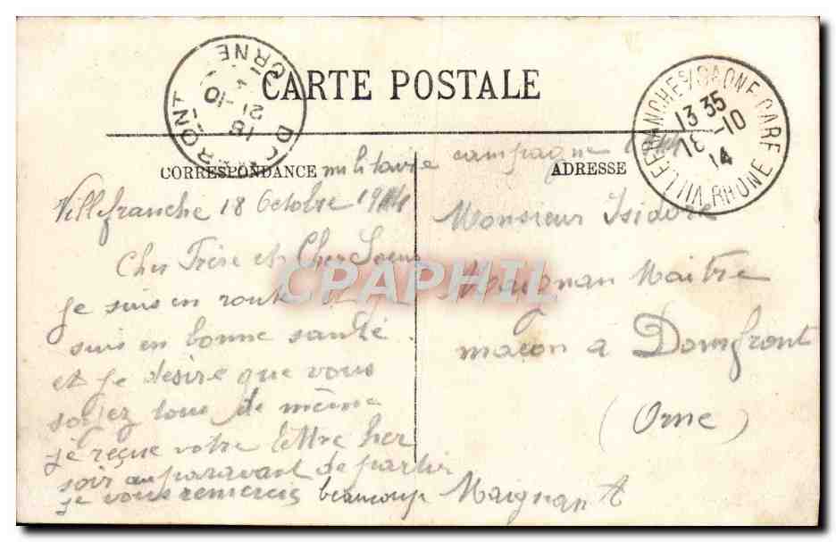 CPA Lyon Gare des Brotteaux Automobile  — Verso