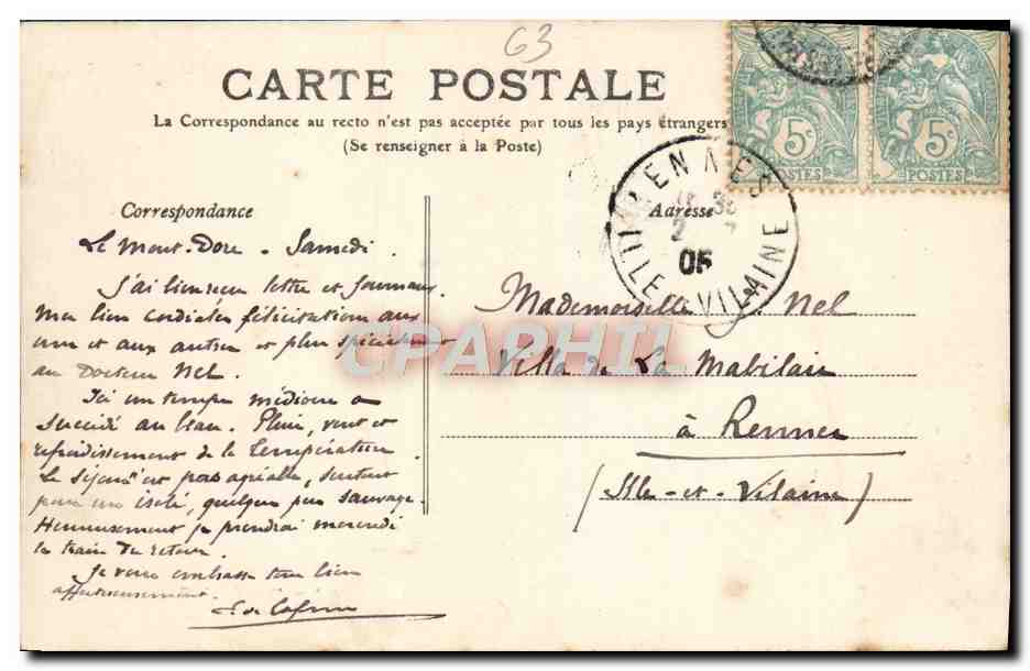 CPA L'Auvergne Mont Dore Vue Generale — Verso