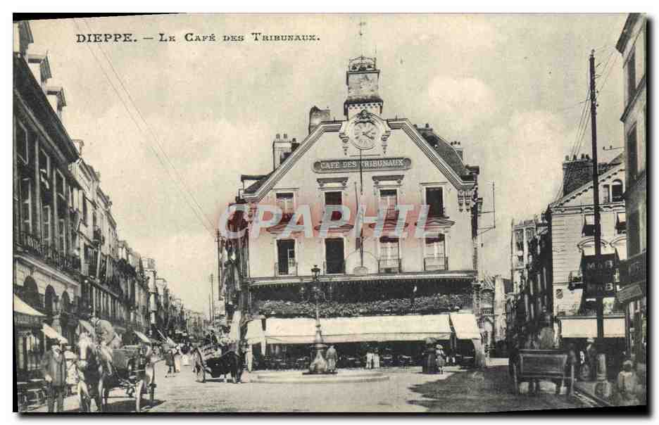 CPA Dieppe Le Cafe Des Tribunaux Cheval