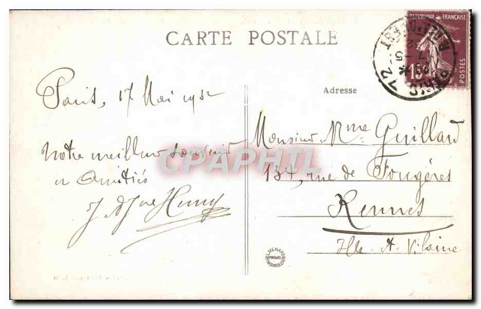 Palais de Fontainebleau — Cour Ovale - Donjon de Saint-Louis — Collection Architave N. 34 — Verso